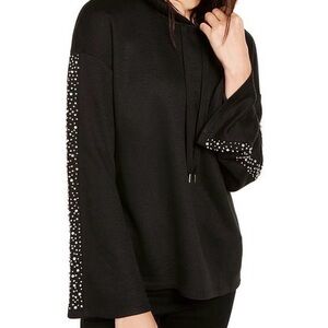 INC International Concepts Black Hoodie with Embellished Sleeves